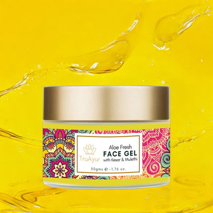 Aloe Fresh Gel za obraz s Kashmiri Kesarjem in Mulethi za sijočo kožo in globinsko vlaženje