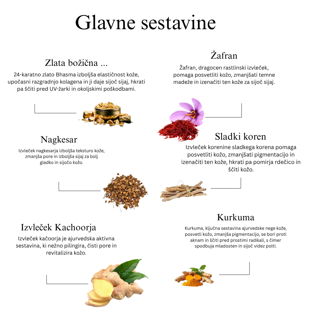 24-karatno zlato Ayurvedsko olje za obraz za globoko navlaženo, svilnato in sijočo kožo