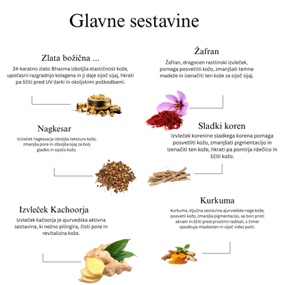 24-karatno zlato Ayurvedsko olje za obraz za globoko navlaženo, svilnato in sijočo kožo