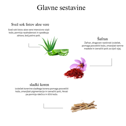 Duo za svež obraz s šafranom iz Kašmirja in Mulethi (čistilo za obraz in gel za obraz Aloe Fresh)