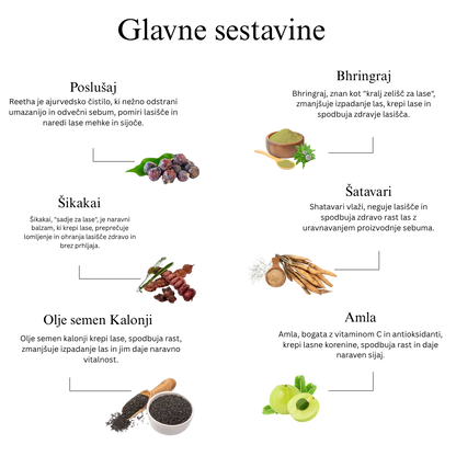 Ayurvedski šampon za lase z Bhringraj in Shikakai