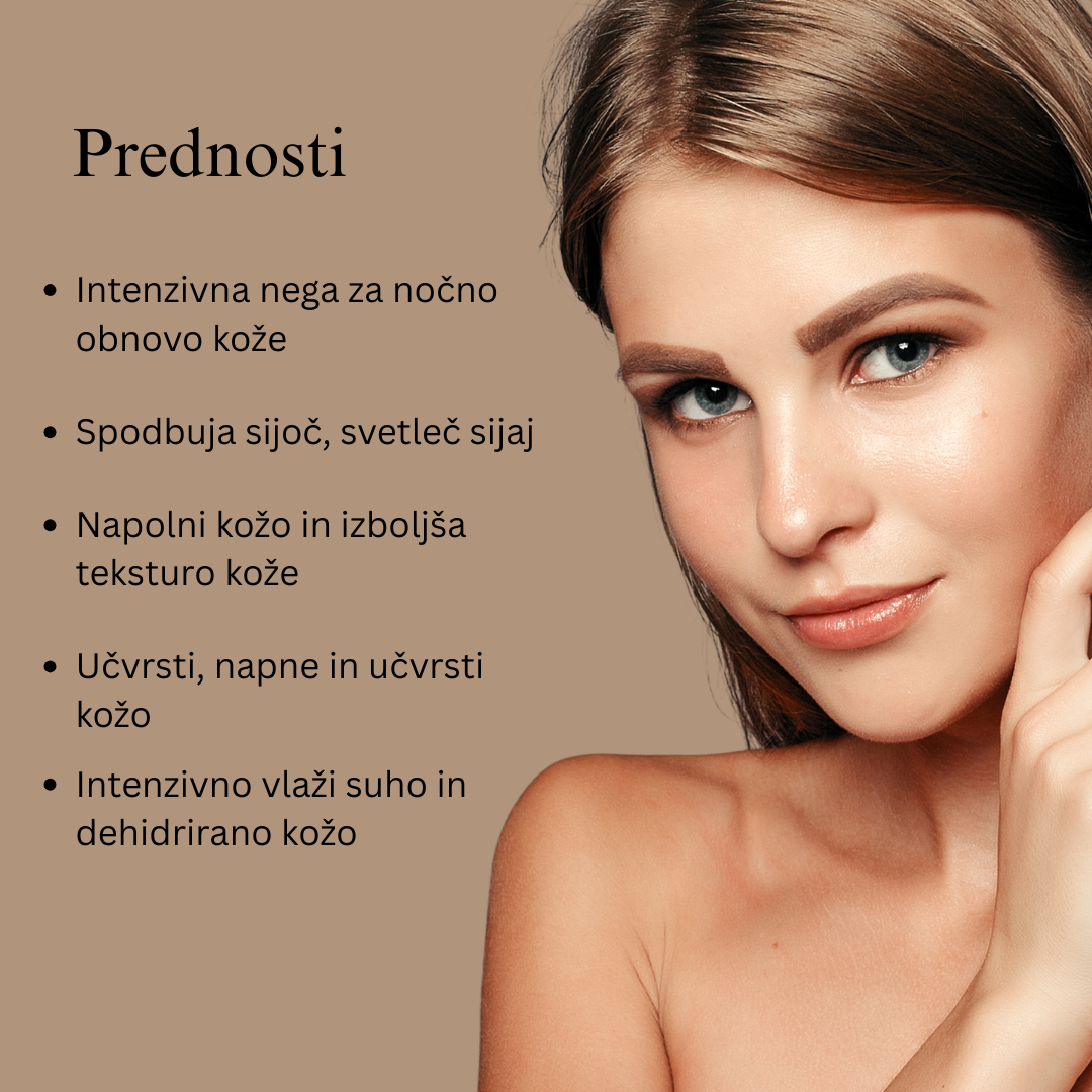 24K zlata ajurvedska nočna krema proti staranju s bakuchi oljem, žafranom in kurkumo