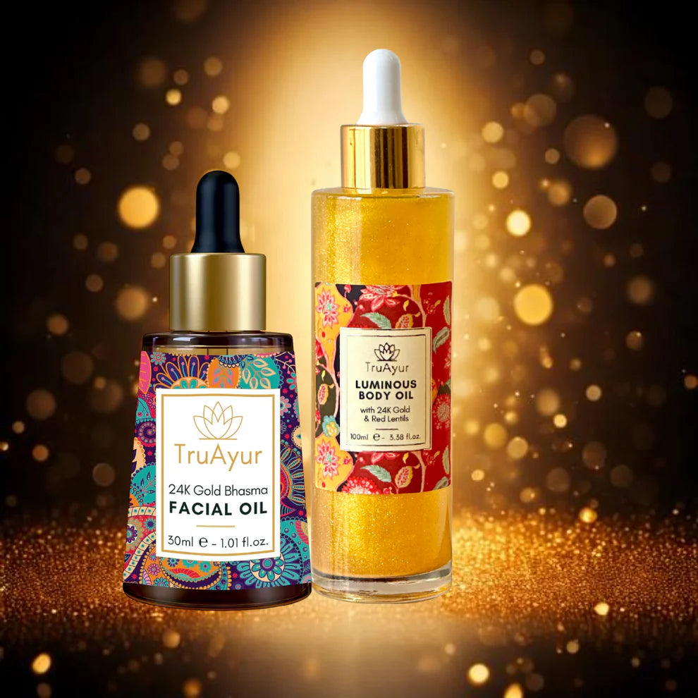 Kombo za sijaj 24K zlata (kombinacija olja za obraz in olja za telo 24K zlata)