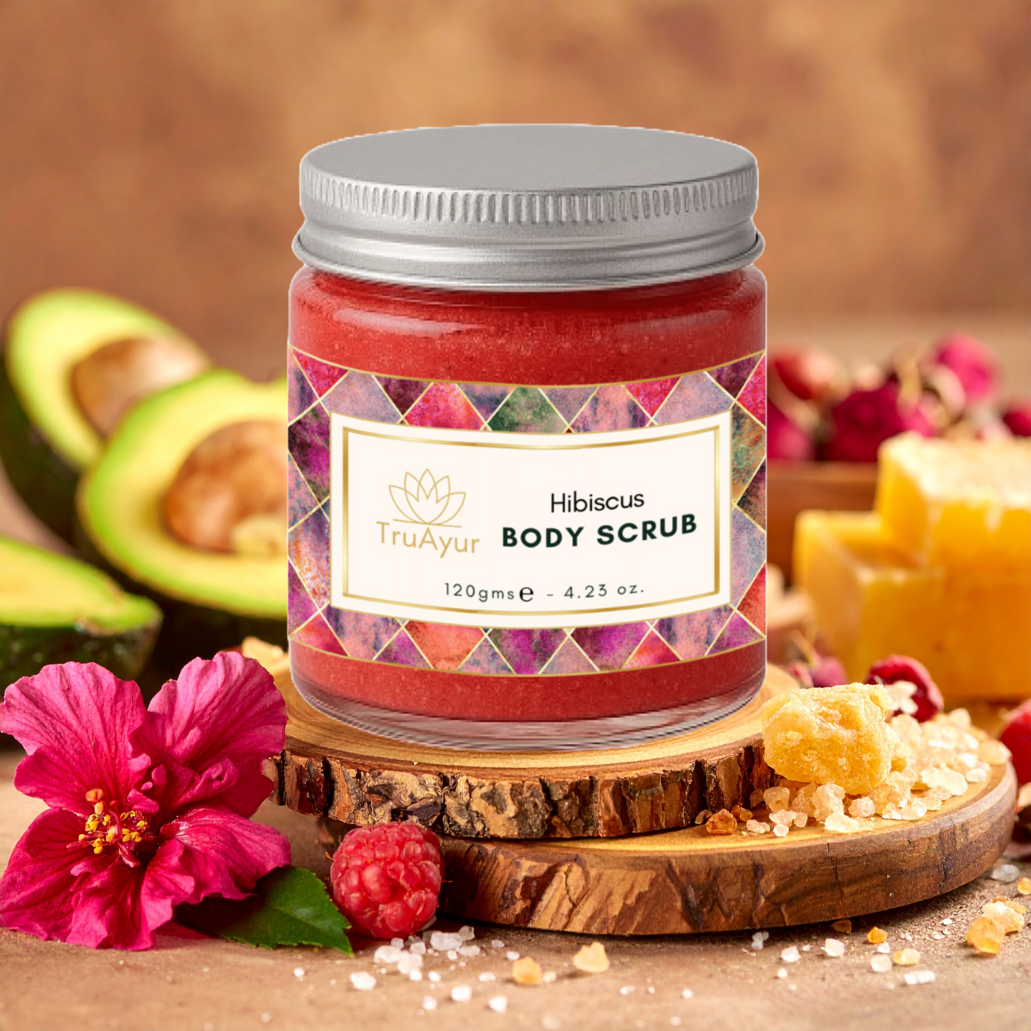 Telesni piling z hibiskusom in vrtnico