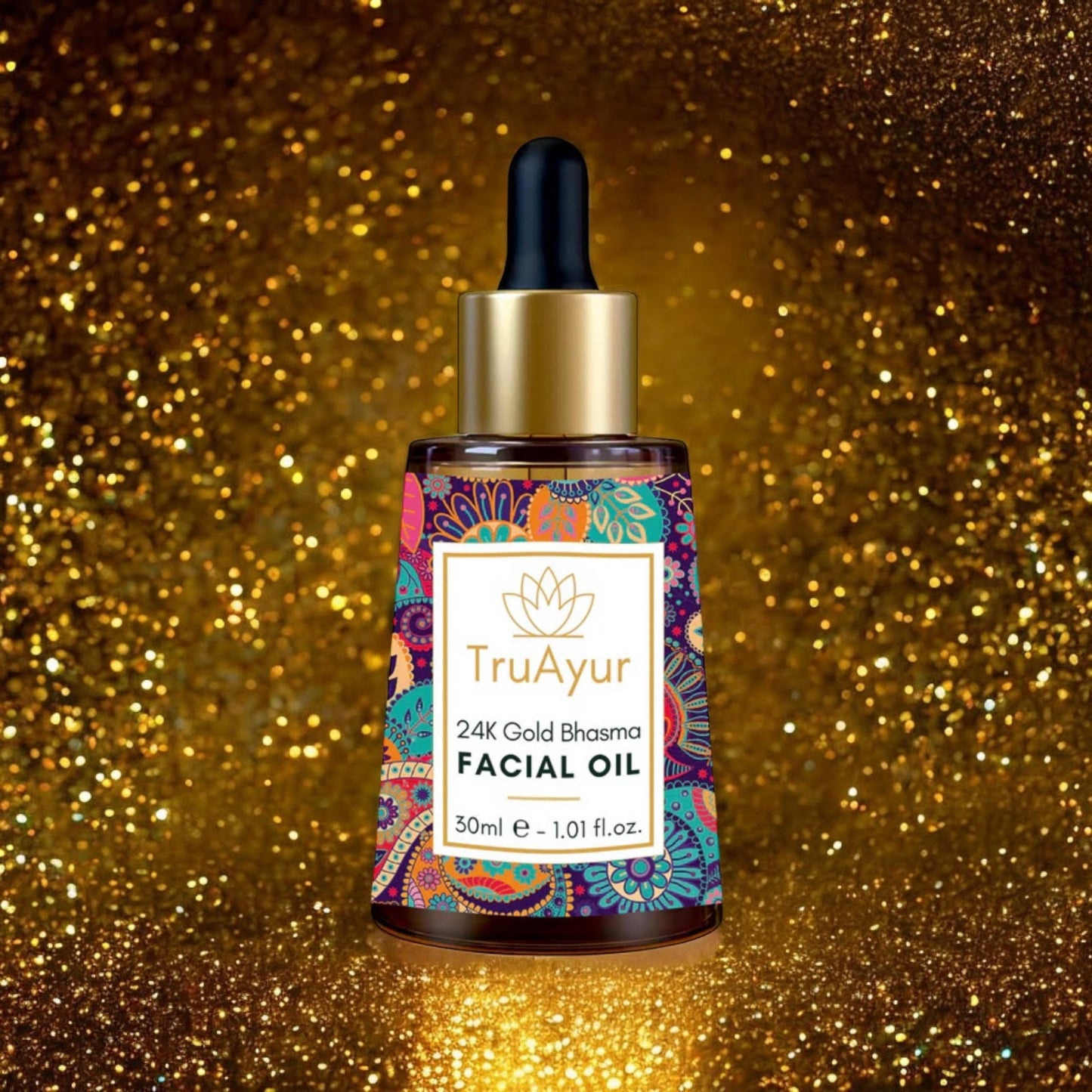 24-karatno zlato Ayurvedsko olje za obraz za globoko navlaženo, svilnato in sijočo kožo