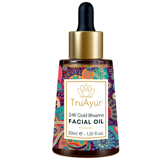 24-karatno zlato Ayurvedsko olje za obraz za globoko navlaženo, svilnato in sijočo kožo