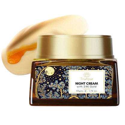 Anti-aging ritual z 24-karatnim zlatom (olje za obraz in nočna krema Sanjeevani Amrit)